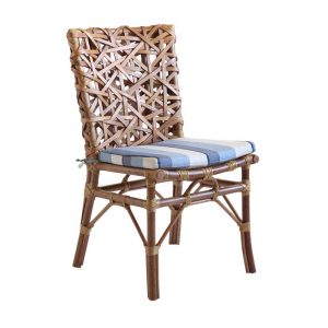 cadeira tamara em rottin, trama em rottin filetado com estofado em tecidos especiais alto padrão varanda gourmet