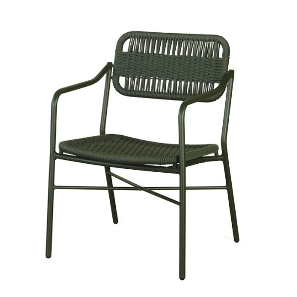 cadeira em aluminio com pintura eletrostatica e trama em corda nautica