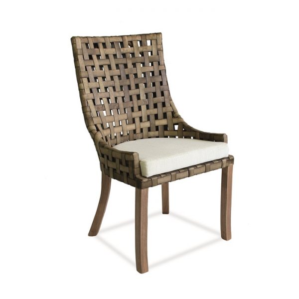 Cadeira Creta em madeira com trama em couro natural para varanda gourmet