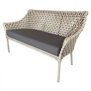 Sofa em aluminio com trama em corda nautica para varanda gourmet e area externa