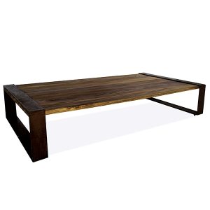 mesa de centro em aluminio e madeira naval area externa