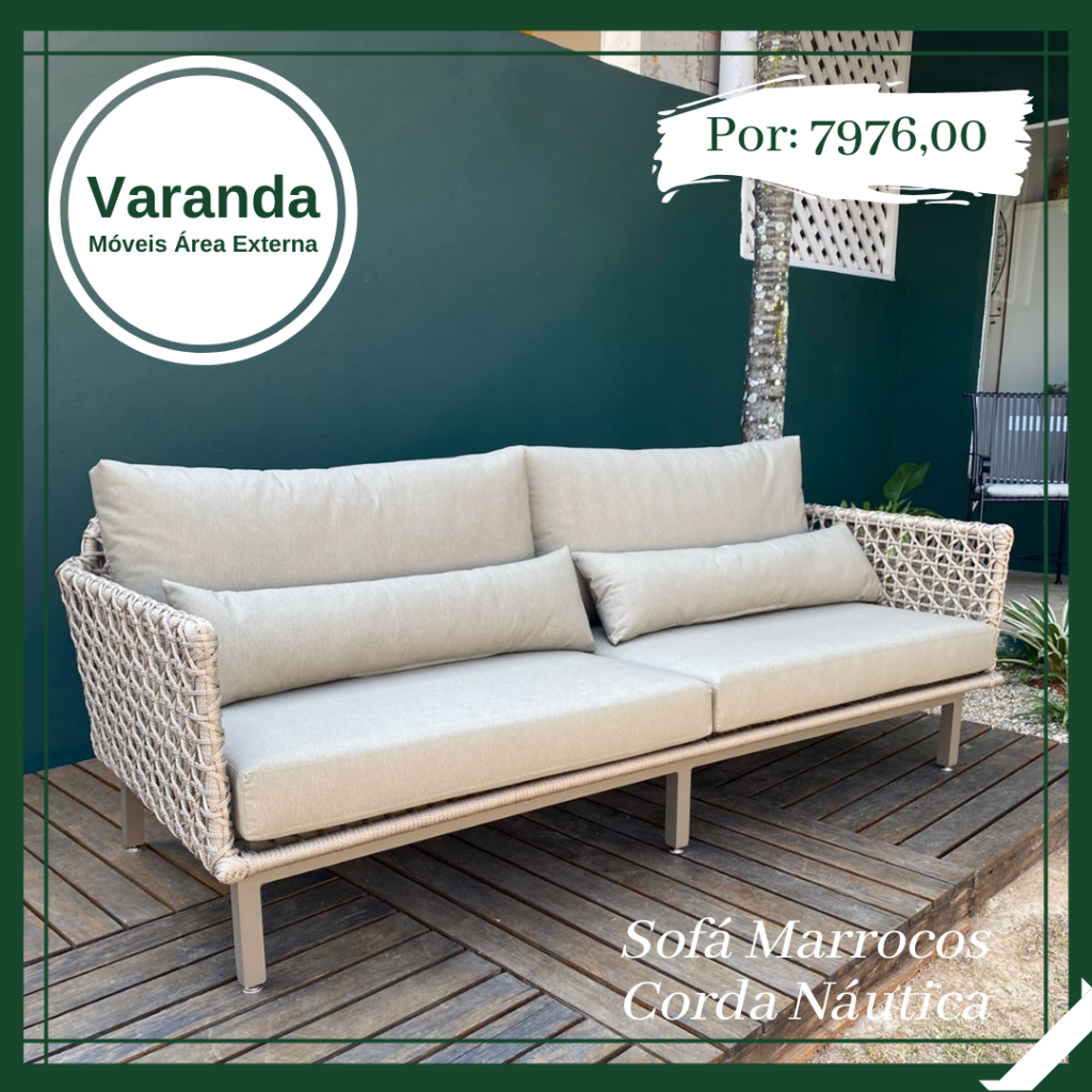 Sofa Marrocos em corda nautica para varanda gourmet