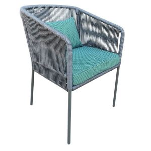 cadeira em aluminio com trama em corda nautica para varanda gourmet